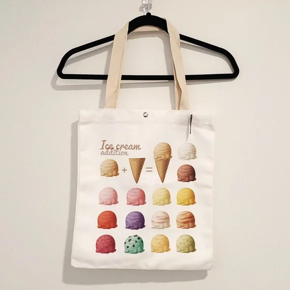 Sweet Treats Tote Ice Cream snap closure Book bag laptop magazines multipurpose - Picture 1 of 4